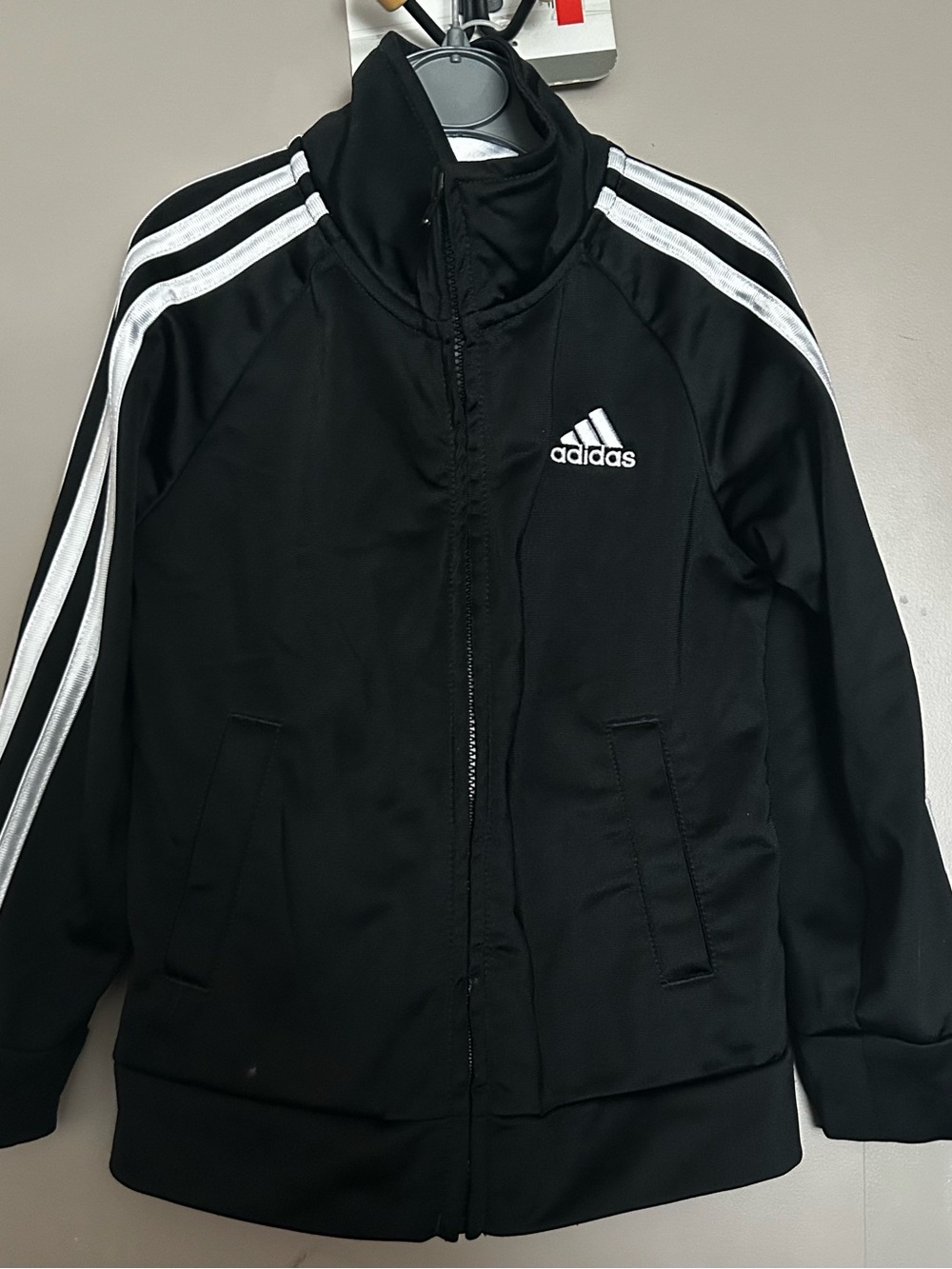 adidas Black Bomber Track Jacket with White Stripes